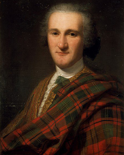 John Drummond 4. Duke of Perth trägt ein Tartan-Pläid